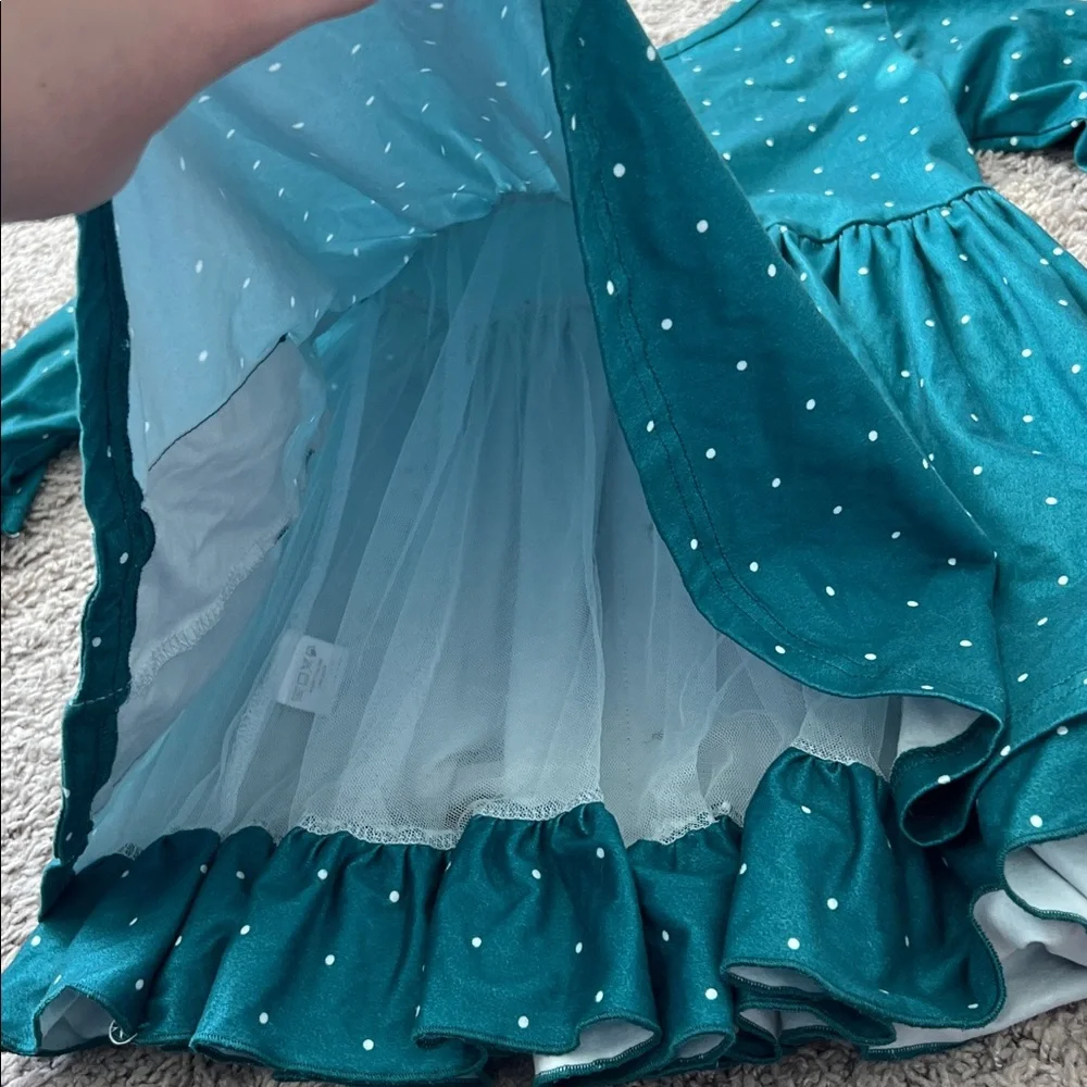 Marie Nichole Girls Green Tulle Polkadot Dress